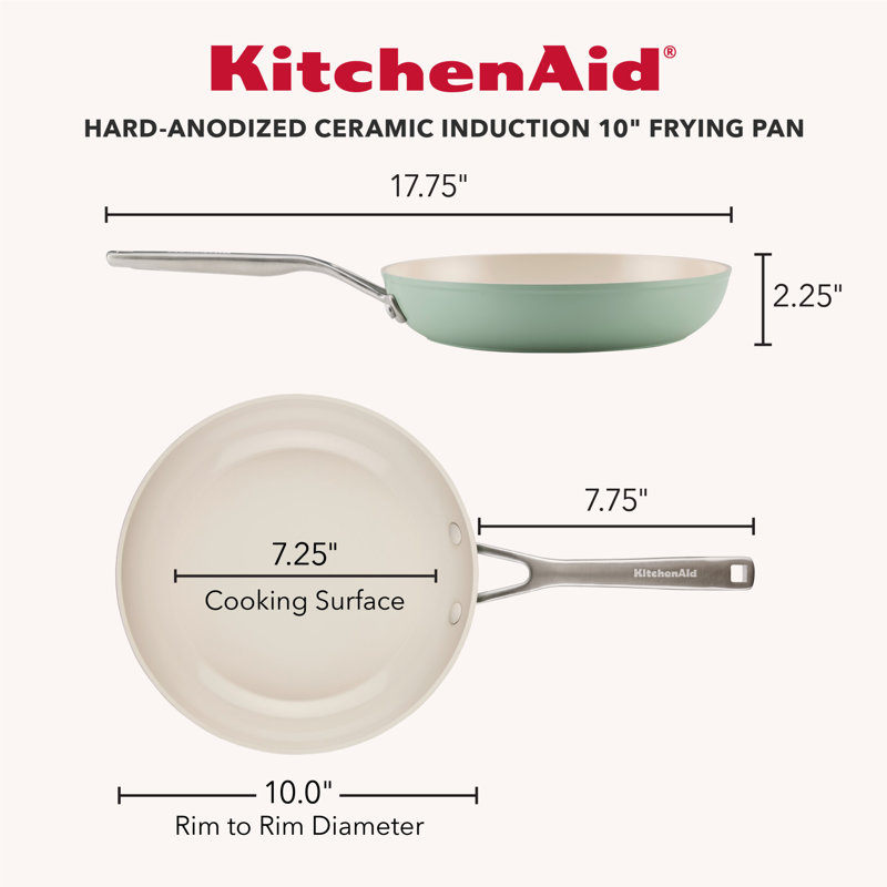 KitchenAid Hard-Anodized Ceramic Induction Skillet, 10-Inch, Cardamom