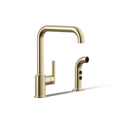 Purist® Two-Hole Kitchen Sink Faucet with 8" Spout and Matching Finish Sidespray