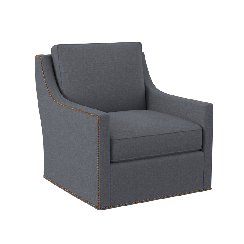 Sonoma Upholstered Swivel Armchair, Antique Brass Small, Elise Harbor 100% Polyester