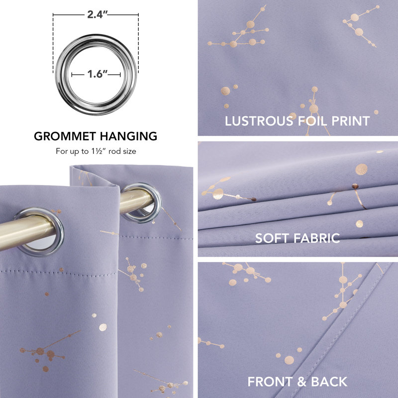 Makvala Room Darkening Curtain Pair, Light Purple, 52" W x 84" L