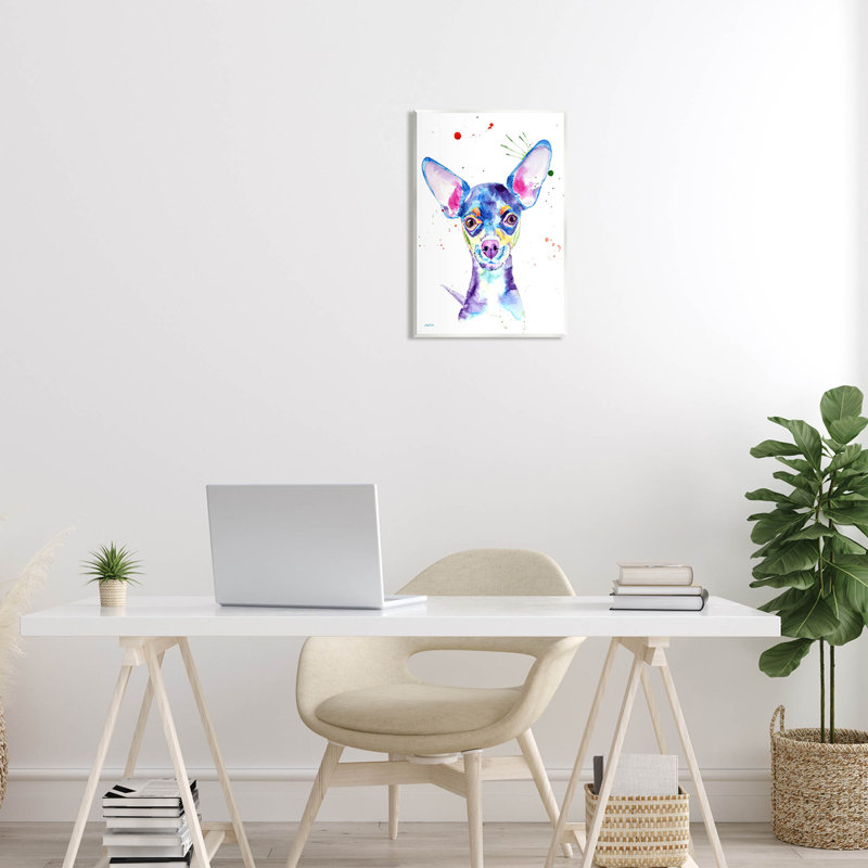 «Happy Chihuahua», art de la giclée par Jen Seeley, H 19 po x l 13 po x P 0,5 po, Bois