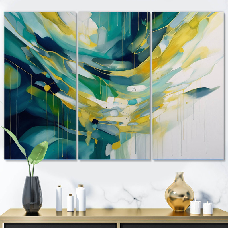 «Yellow Turquoise», ensemble de reproductions d'art en métal «Yellow»