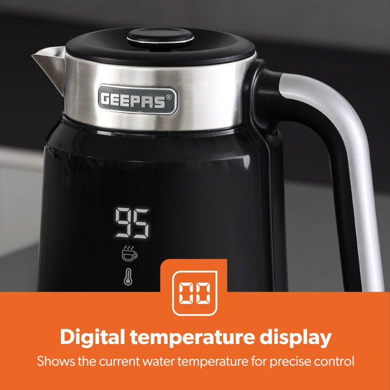 Geepas  1.7L Smart Stainless-Steel Kettle & 4 Slice Bread Toaster Combo Set