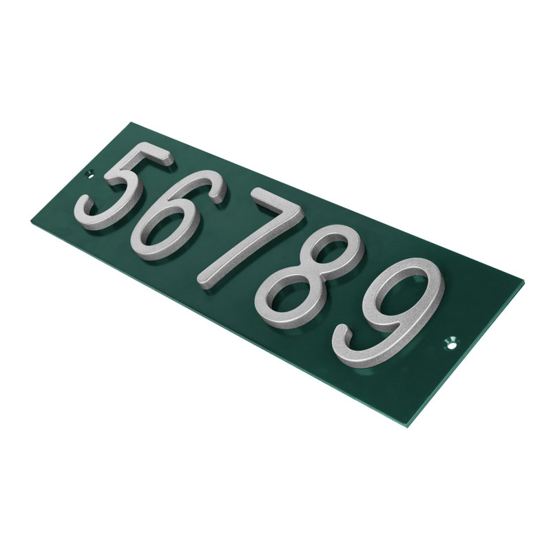 Plaque d'adresse horizontale Amgo, Argent argent, Vert, Oui