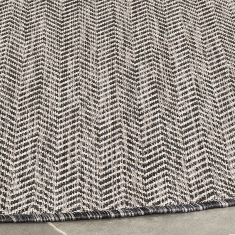 Tapis intérieur / extérieur noir / beige Arneshia, Black/Beige, Rond 4 pi