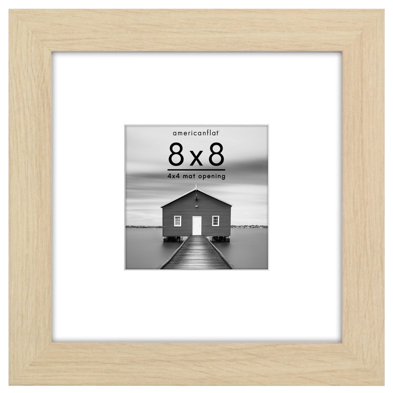 Cadre photo Americanflat - Cadre avec passe-partout - Moulure large - Verre résistant aux chocs, Chêne naturel, 8 po x 8 po