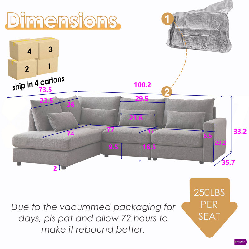 Nyerere 100.2" Upholstered LAF Sectional Sofa