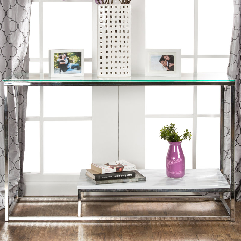 Saniyah 121.92cm Glass Top Console Table, White