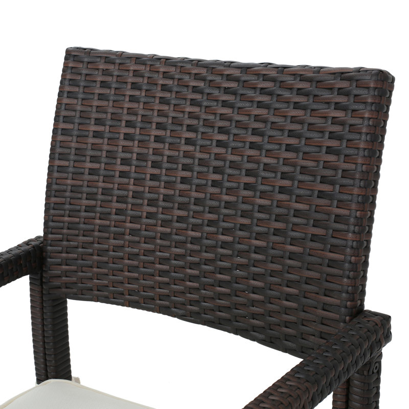 2Pcs Island Outdoor Seating Chairs - Brown With Cushioned, Water- Seats For Comfort Area Dining Comfortable Waterproof Cushion,