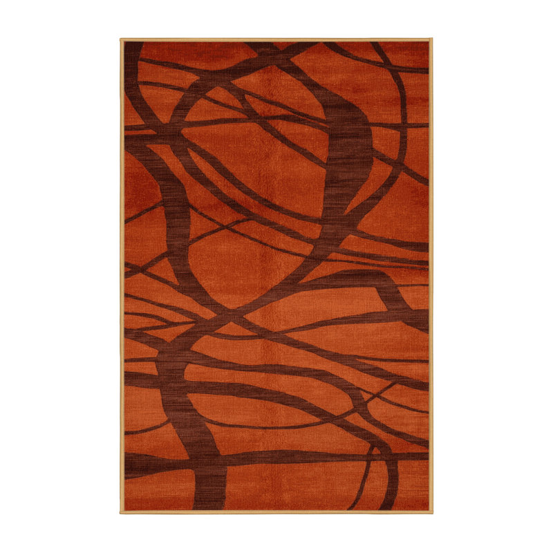 Tapis abstrait lavable à la machine, Rectangulaire 8 pi x 10 pi