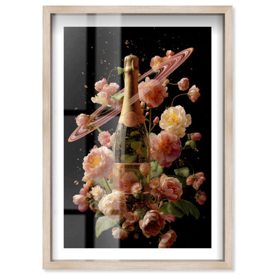 Décoration florale florale Fizz Shadowbox par Notoriart, cadre blond, 25 x 37