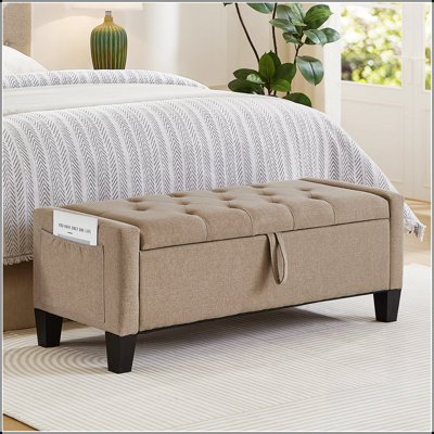 Ottoman With Storage, Storage Ottoman Bench With Safety Hinge 350 Lbs Weight, Upholstered Entryway Bench With Seating For Bedroom, Living Room