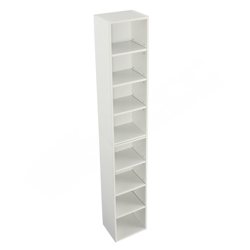8-Tier Media Tower Rack, CD DVD Slim Storage Cabinet With Adjustable Shelves, Tall Narrow Bookcase Display Bookshelf For Home Office,Multi-Functional Double-Decker Bookcase