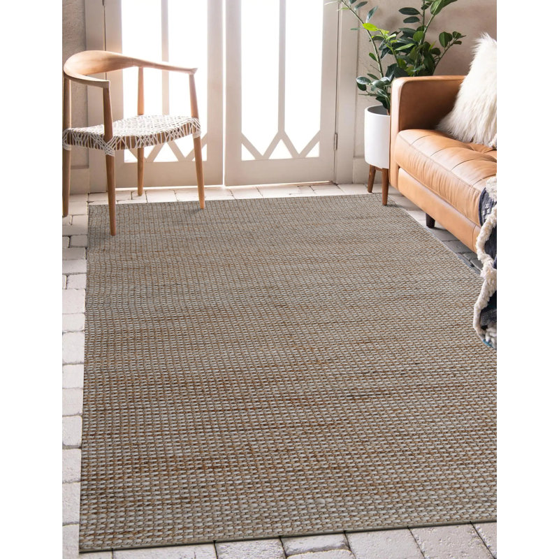 Tapis en jute tissé à la main Aholla, Rectangle 5 pi x 7 pi 9 po