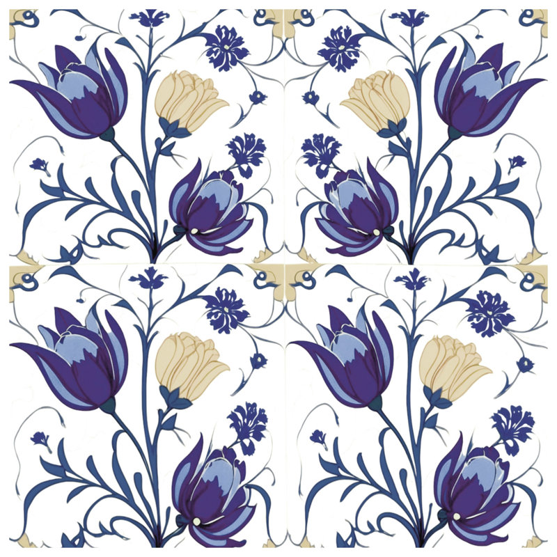 Housses de couette bleues à motif floral, Grand lit
