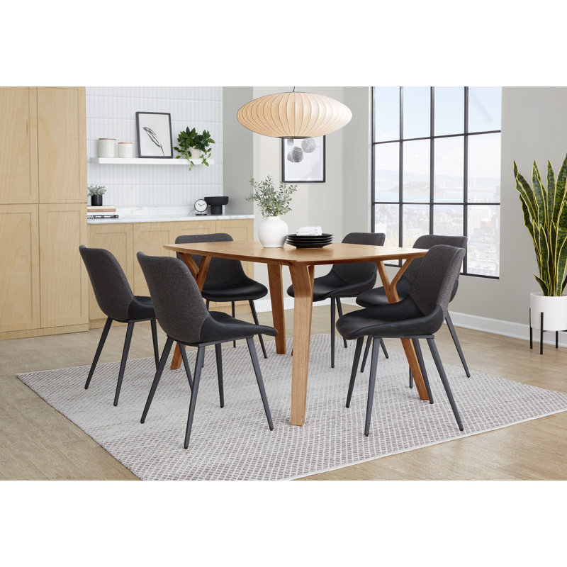  Chaises d'appoint rembourrées Castillon deux tons, Similicuir noir / tissu gris