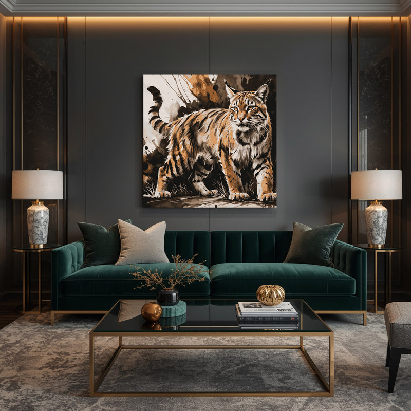 «Big Cats Bobcat», art mural sur toile beige, H 16 po x l 16 po