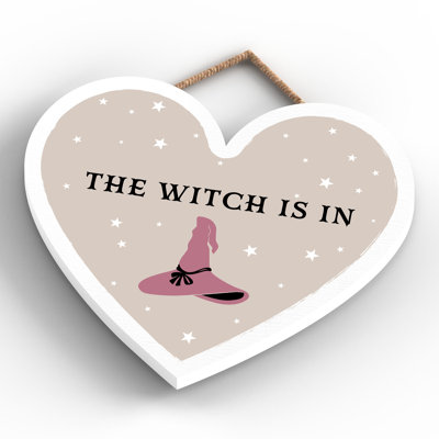The Witch Is in Resting Witch Face Wooden Heart Plaque