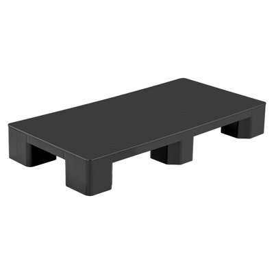 Palette en plastique, palette en plastique 1 pièce pour le rangement au sous-sol, coussin de sol imperméable léger pour entrepôt intérieur et extérieur, support jusqu'à 2205 lb, 39,4 po x 19,7 po x 5,4 po, noir