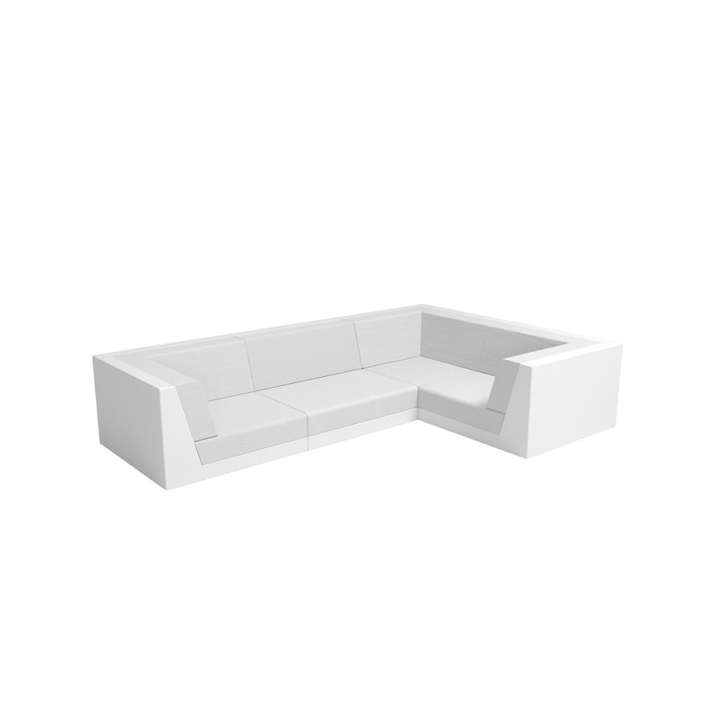 Pixel 119.25" Wide Outdoor U-Shaped Patio Sectional with Cushions, White, White