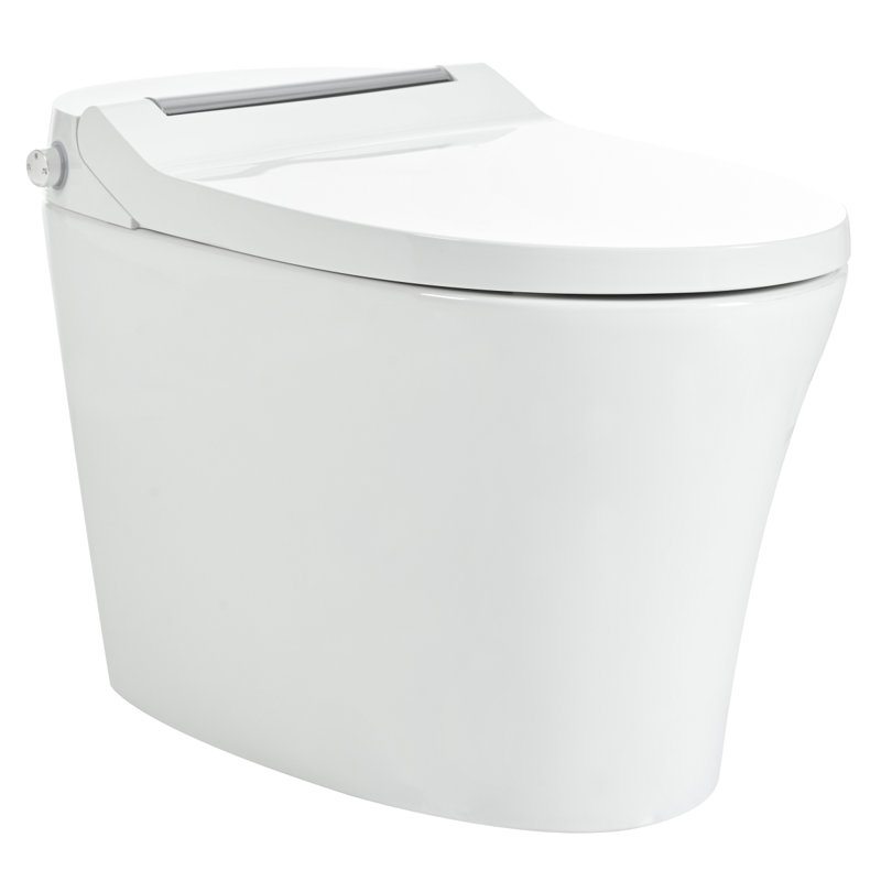Smart Toilet With Builtin Heated Seat, One Piece Elongated Modern Toilet With Adjustable Temp Heated Seat, Auto Flush,  Dual Flush Toilet 1/1.28 GPF, Foot Sensor Flush, White Night Light,Knob Control