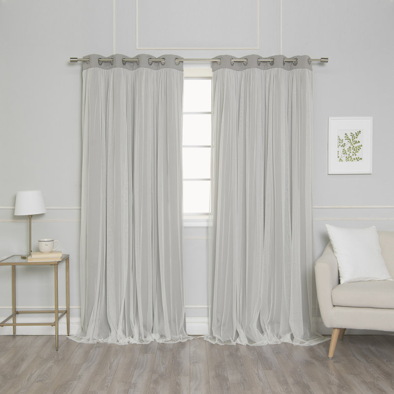 Rideau occultant en polyester Fortuna, Colombe