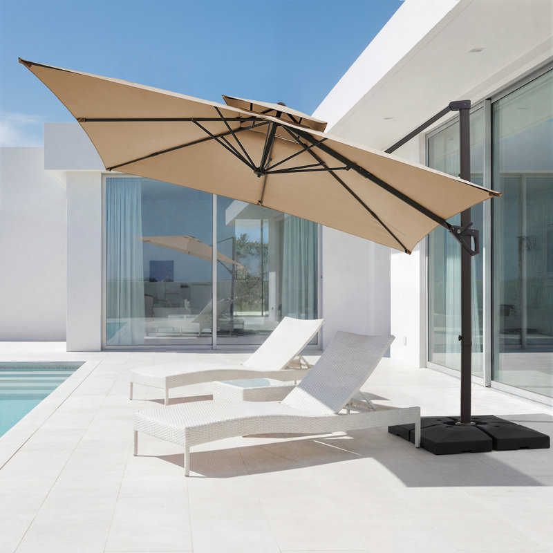 13x13 patio umbrella ABCCANOPY 10x13 Cantilever Double Top with 360 Rotatio style umbrella features smooth 360 rotation and five adjustable tilt angles Mondawe 13ft Square Solar LED