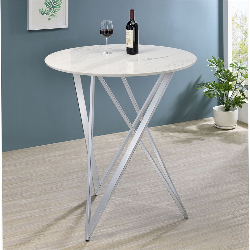 Table de bar blanche et chromée