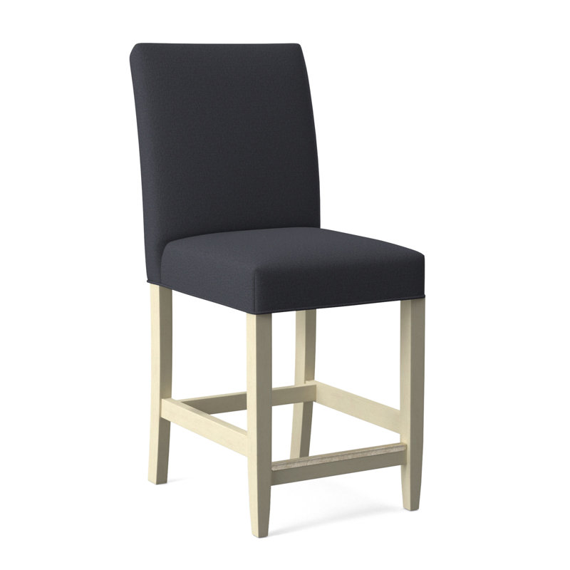 Manhattan Upholstered Stool with Solid Wood Frame, Bisque Finish, White Performance Fabric; 0851-94