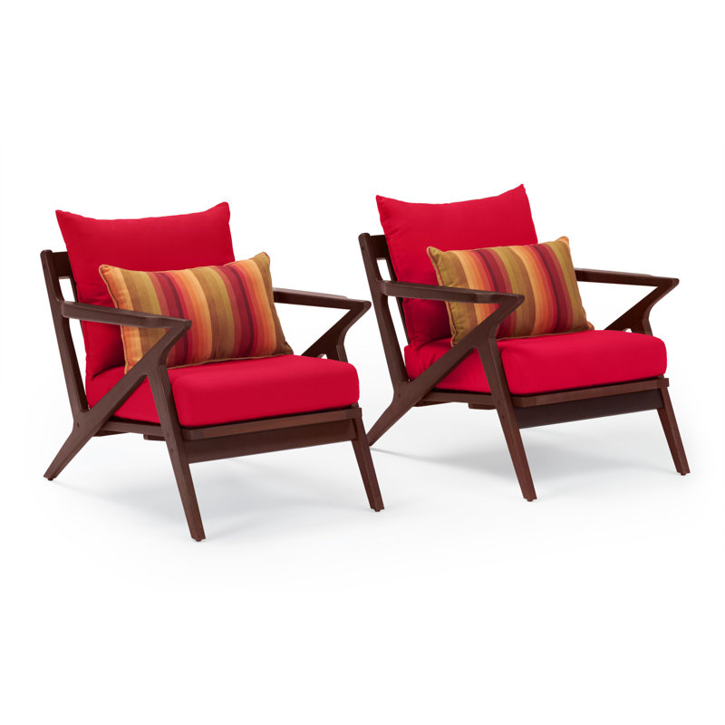 Minhaj Eucalyptus Outdoor Lounge Chair, Canvas Jockey Red Sunbrella® Canvas