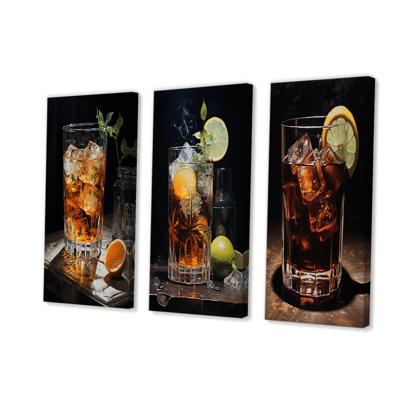 Noir noir rêverie cocktail, H 28 po x l 36 po, Toile tendue