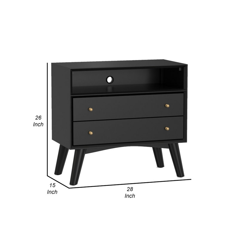 Table de chevet en bois massif à 2 tiroirs Naccarato