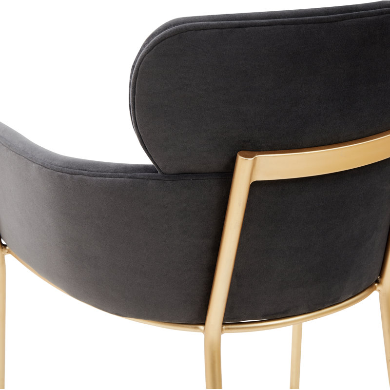 Tighe Upholstered Counter Stool, Gold, Dark Gray Velvet
