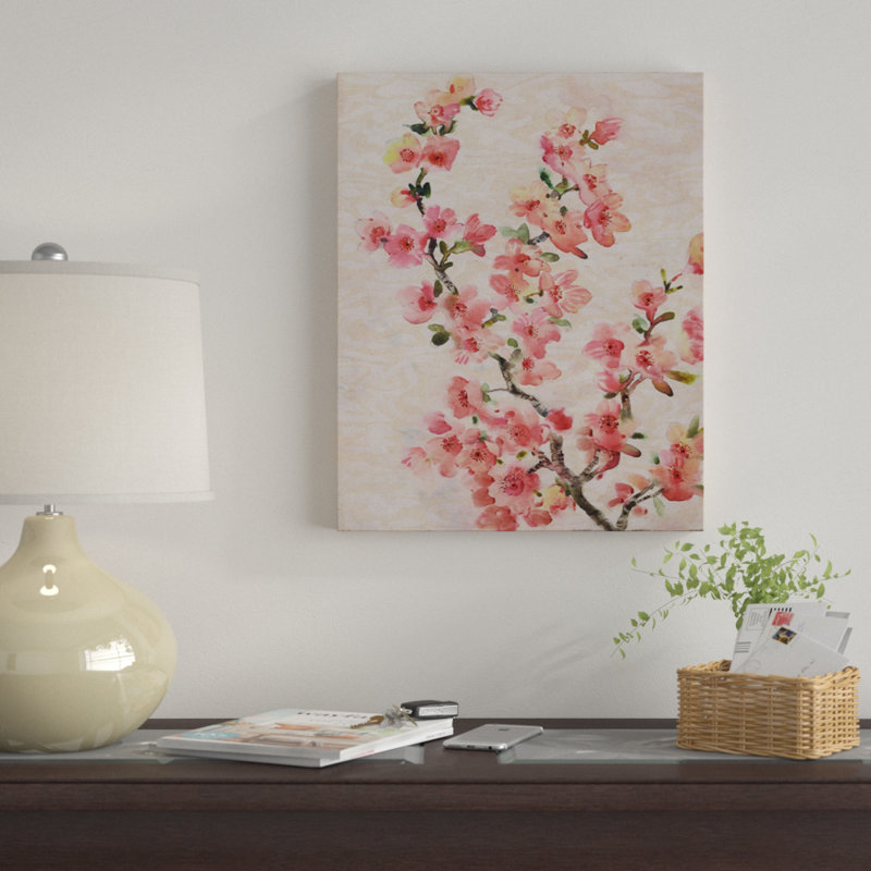 « cerise fleur i », reproduction de peinture à l’aquarelle sur toile tendue, H 36 po x l 48 po x P 1,5 po