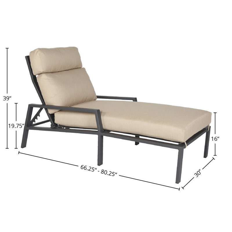 Aris Outdoor Chaise Lounge, Graphite, Harris Stone