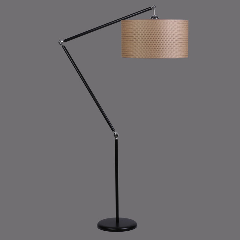 Lampe sur pied à bras pivotant 73 po, Beige foncé, Noir