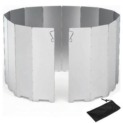 Pare-brise de camping, pare-brise pliable en aluminium 16 plaques, pare-vent portable léger avec sac de rangement pour les sacs à dos, de randonnée, de butane et à alcool
