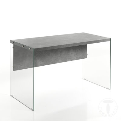 Solid Wood Top Glass Base Computer Desk