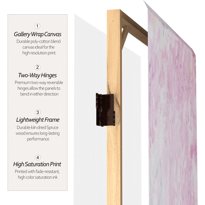 5 pi Grand écran pliable expressionniste abstrait, Rose