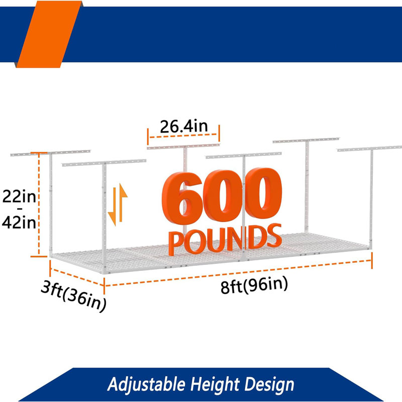 Adjustable Ceiling Storage Rack, White