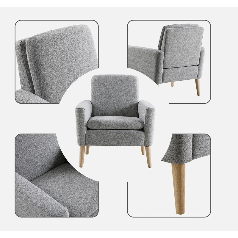 Cristyle 29" Wide Linen Upholstered Arm Accent Chair, Gray Linen