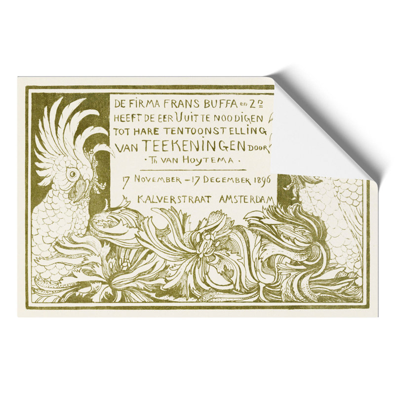 Invitation with Two Cockatoos by Theo van Hoytema - Frameless Print, 30cm H x 42cm W x 0.1cm D