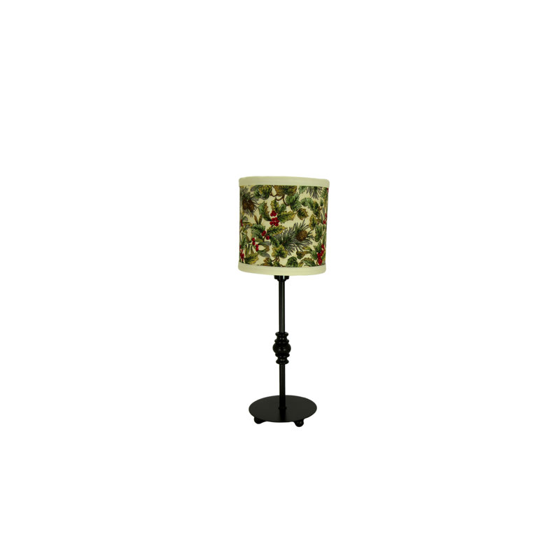 Lampe d'appoint bronze huilé avec abat-jour baies et pommes de pin