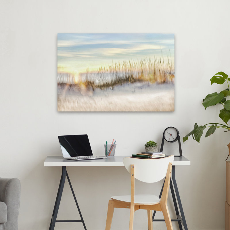 Coucher de soleil sur la plage, coucher de soleil abstrait, plage, coquillages côtiers et corail, art impressionniste contemporain