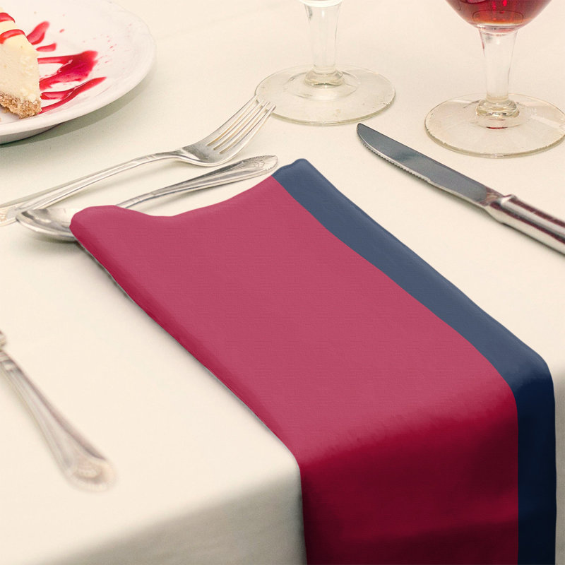 Cotton No Pattern Square Napkin, Scarlet Red/Navy Blue/Gold