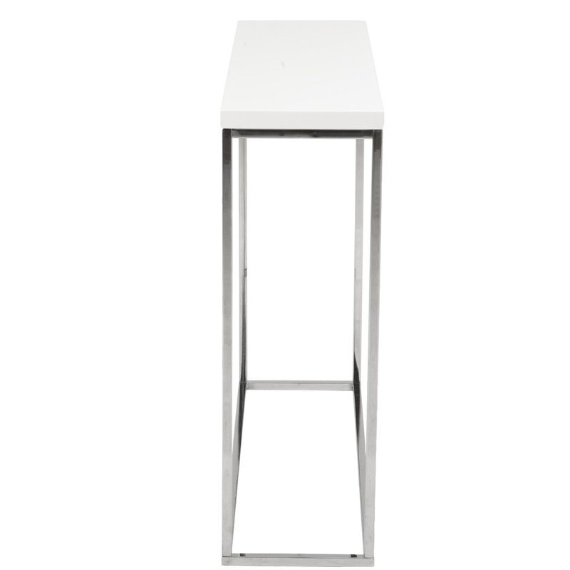 Camp Narrow Console Table, White, Silver