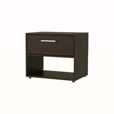 Stained Walnut Nightstand With 1-Drawer