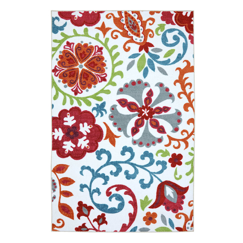 Tapis rouge / bleu / gris Luana, Rectangle 8 pi x 10 pi