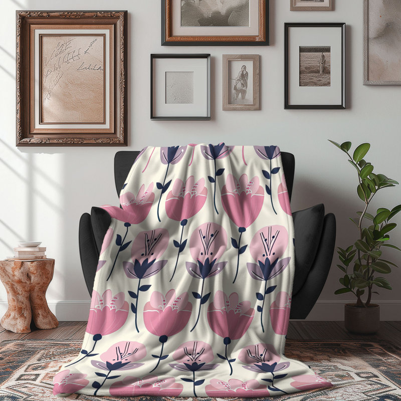 Blush Scandinavian Blossoms - 1 pièce Sher, L 50 po x L 60 po