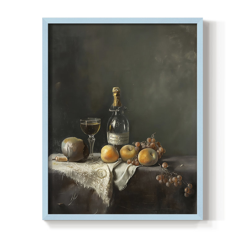 Reproduction encadrée FLORAL Series DCCxxiii - bois massif, Bleu, H 30 po x l 24 po